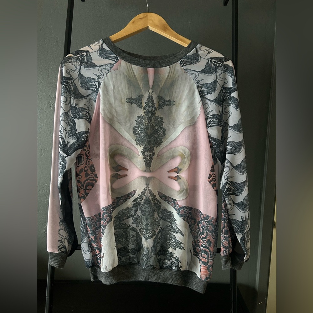 Clover Canyon sheer crew neck style long sleeve with swans
